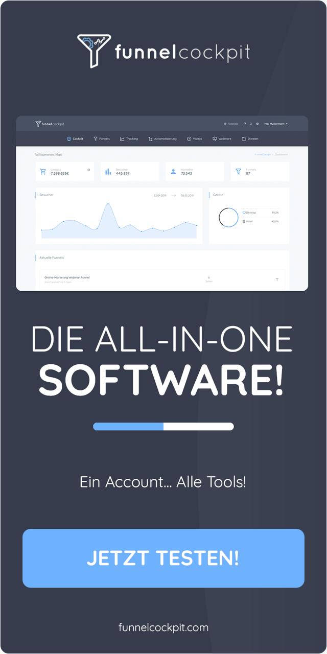 Funnelcockpit, die All-in-One Software, jetzt testen